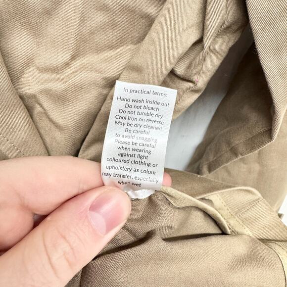 New Saint + Sofia Jacket Women Size 8 Beige Safari Trench Organic Cotton Belted - Picture 6 of 8